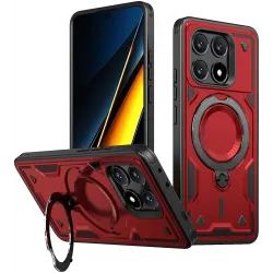 Coque arrière Phonesta MagLock Armor anneau et MagSafe pour Xiaomi Poco X6 Pro - Rouge