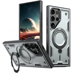 Coque arrière Phonesta MagLock Armor anneau et MagSafe pour Samsung Galaxy S25 Ultra - Gris