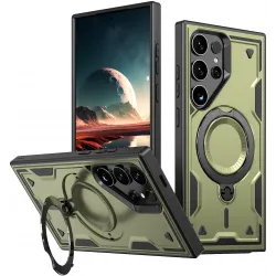 Coque arrière Phonesta MagLock Armor anneau et MagSafe pour Samsung Galaxy S25 Ultra - Vert