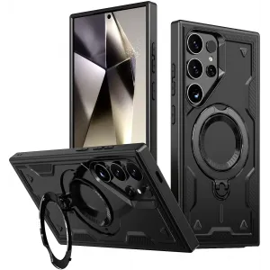 Coque arrière Phonesta MagLock Armor anneau et MagSafe pour Samsung Galaxy S24 Ultra - Noir