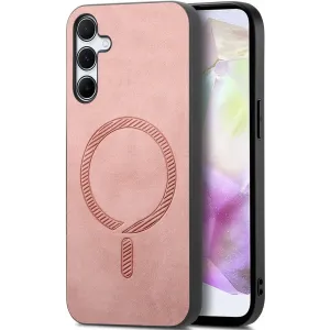Coque arrière Phonesta Retro Vegan Leather MagSafe pour Samsung Galaxy A35 - Rose