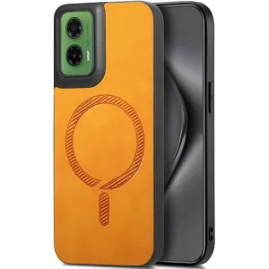 Coque arrière Phonesta Retro Vegan Leather MagSafe pour Motorola Moto G35 - Orange