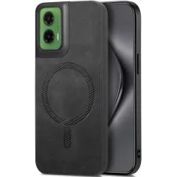 Coque arrière Phonesta Retro Vegan Leather MagSafe pour Motorola Moto G35 - Noir