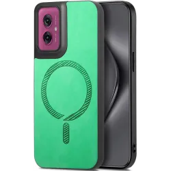 Coque arrière Phonesta Retro Vegan Leather MagSafe pour Motorola Moto G55 - Vert