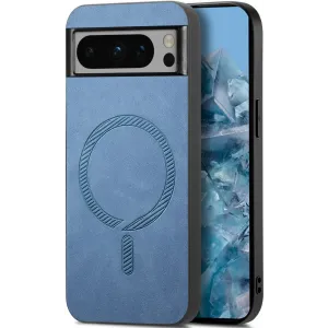 Coque arrière Phonesta Retro Vegan Leather MagSafe pour Google Pixel 9 Pro XL - Bleu