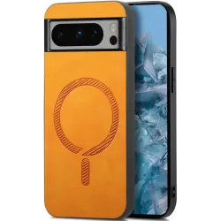 Coque arrière Phonesta Retro Vegan Leather MagSafe pour Google Pixel 9 Pro XL - Orange