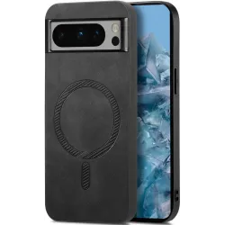 Coque arrière Phonesta Retro Vegan Leather MagSafe pour Google Pixel 9 Pro XL - Noir
