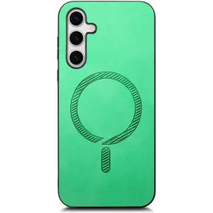 Coque arrière Phonesta Retro Vegan Leather MagSafe pour Samsung Galaxy S25/S24 - Vert