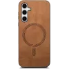 Coque arrière Phonesta Retro Vegan Leather MagSafe pour Samsung Galaxy S25 Plus/S24 Plus - Marron