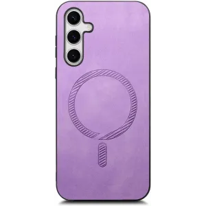 Coque arrière Phonesta Retro Vegan Leather MagSafe pour Samsung Galaxy S25 Plus/S24 Plus - Violet