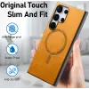 Coque arrière Phonesta Retro Vegan Leather MagSafe pour Samsung Galaxy S25 Ultra - Orange 3