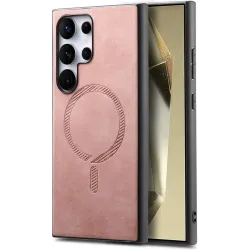 Coque arrière Phonesta Retro Vegan Leather MagSafe pour Samsung Galaxy S25 Ultra - Rose