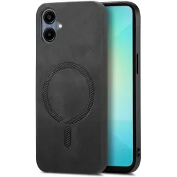 Coque arrière Phonesta Retro Vegan Leather MagSafe pour Samsung Galaxy A06 4G/5G - Noir