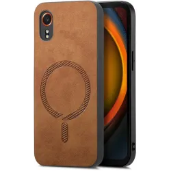 Coque arrière Phonesta Retro Vegan Leather MagSafe pour Samsung Galaxy Xcover 7 - Marron