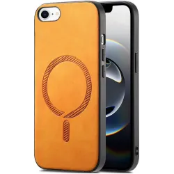 Coque arrière Phonesta Retro Vegan Leather MagSafe pour Apple iPhone 17e/16e - Orange