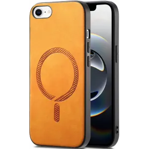 Coque arrière Phonesta Retro Vegan Leather MagSafe pour Apple iPhone 17e/16e - Orange