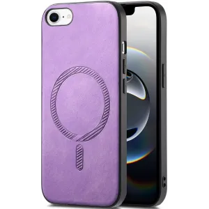 Coque arrière Phonesta Retro Vegan Leather MagSafe pour Apple iPhone 17e/16e - Violet