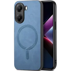 Coque arrière Phonesta Retro Vegan Leather MagSafe pour Xiaomi Poco X7 Pro - Bleu