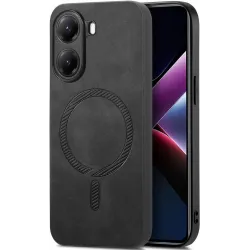 Coque arrière Phonesta Retro Vegan Leather MagSafe pour Xiaomi Poco X7 Pro - Noir