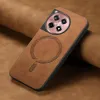 Coque arrière Phonesta Retro Vegan Leather MagSafe pour OnePlus 12R - Marron 4