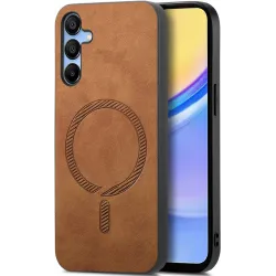 Coque arrière Phonesta Retro Vegan Leather MagSafe pour Samsung Galaxy A16 - Marron