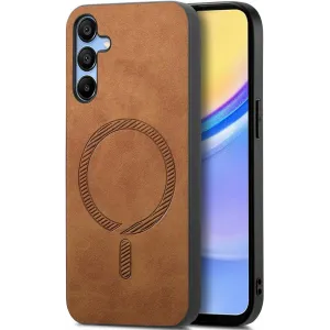 Coque arrière Phonesta Retro Vegan Leather MagSafe pour Samsung Galaxy A16 - Marron