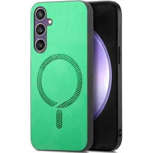 Coque arrière Phonesta Retro Vegan Leather MagSafe pour Samsung Galaxy S24 FE - Vert