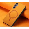 Coque arrière Phonesta Retro Vegan Leather MagSafe pour Samsung Galaxy S24 FE - Orange 4