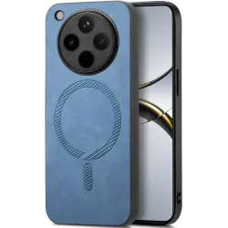 Coque arrière Phonesta Retro Vegan Leather MagSafe pour Oppo Find X8 Pro - Bleu