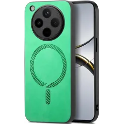 Coque arrière Phonesta Retro Vegan Leather MagSafe pour Oppo Find X8 Pro - Vert