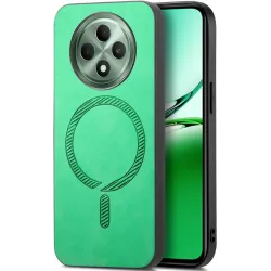 Coque arrière Phonesta Retro Vegan Leather MagSafe pour Oppo Reno12 F/Reno12 FS - Vert