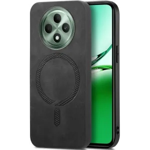 Coque arrière Phonesta Retro Vegan Leather MagSafe pour Oppo Reno12 F/Reno12 FS - Noir