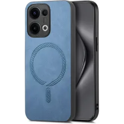 Coque arrière Phonesta Retro Vegan Leather MagSafe pour Oppo Reno13 - Bleu