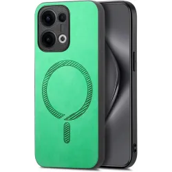 Coque arrière Phonesta Retro Vegan Leather MagSafe pour Oppo Reno13 - Vert