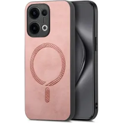 Coque arrière Phonesta Retro Vegan Leather MagSafe pour Oppo Reno13 - Rose