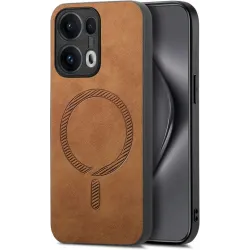 Coque arrière Phonesta Retro Vegan Leather MagSafe pour Oppo Reno13 Pro - Marron