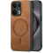 Coque arrière Phonesta Retro Vegan Leather MagSafe pour Oppo Reno13 Pro - Marron