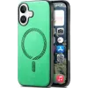 Coque arrière Phonesta Retro Vegan Leather MagSafe pour Apple iPhone 16 - Vert