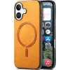 Coque arrière Phonesta Retro Vegan Leather MagSafe pour Apple iPhone 16 - Orange