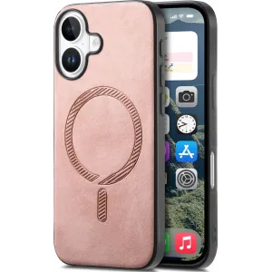Coque arrière Phonesta Retro Vegan Leather MagSafe pour Apple iPhone 16 Plus - Rose