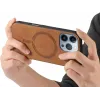Coque arrière Phonesta Retro Vegan Leather MagSafe pour Apple iPhone 16 Pro - Marron 3