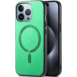 Coque arrière Phonesta Retro Vegan Leather MagSafe pour Apple iPhone 16 Pro - Vert