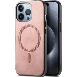 Coque arrière Phonesta Retro Vegan Leather MagSafe pour Apple iPhone 16 Pro Max - Rose