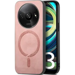 Coque arrière Phonesta Retro Vegan Leather MagSafe pour Xiaomi Redmi A3 - Rose