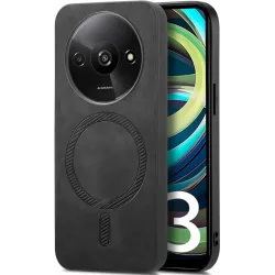 Coque arrière Phonesta Retro Vegan Leather MagSafe pour Xiaomi Redmi A3 - Noir