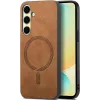 Coque arrière Phonesta Retro Vegan Leather MagSafe pour Samsung Galaxy A36/A56 - Marron
