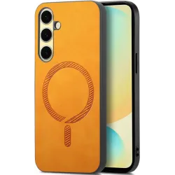 Coque arrière Phonesta Retro Vegan Leather MagSafe pour Samsung Galaxy A36/A56 - Orange