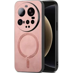 Coque arrière Phonesta Retro Vegan Leather MagSafe pour Xiaomi 15 Ultra - Rose