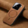 Coque arrière Phonesta Retro Vegan Leather MagSafe pour Xiaomi 15 - Marron 4