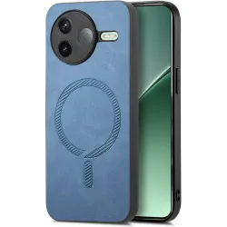 Coque arrière Phonesta Retro Vegan Leather MagSafe pour Xiaomi Poco F7 Pro - Bleu